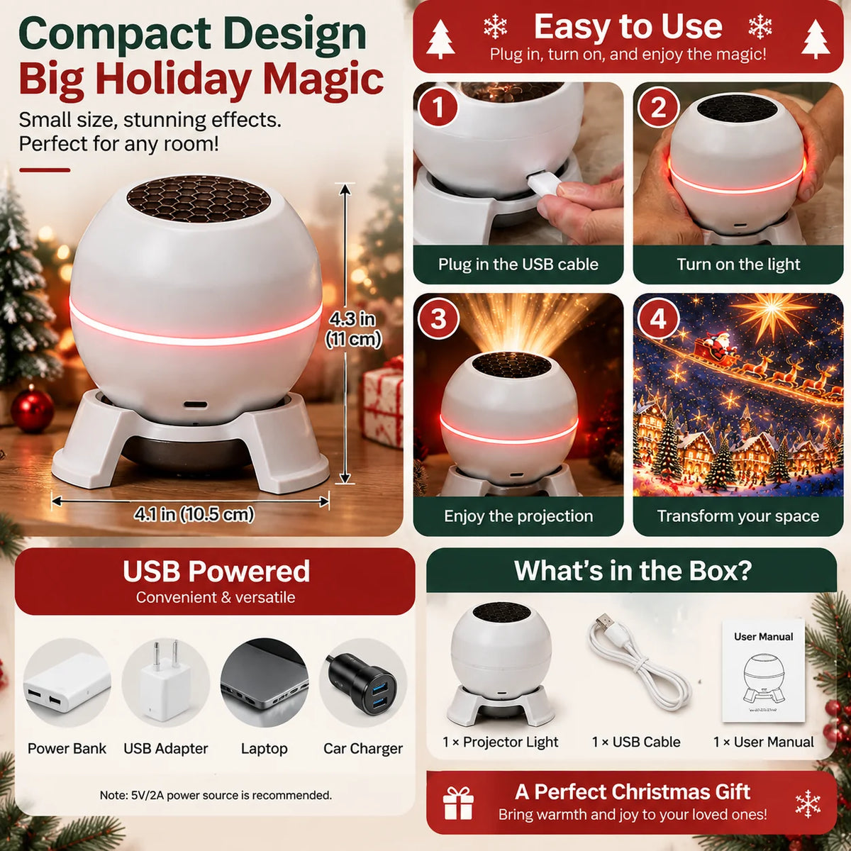 🎅 Lavirac Christmas Wonderland Projector