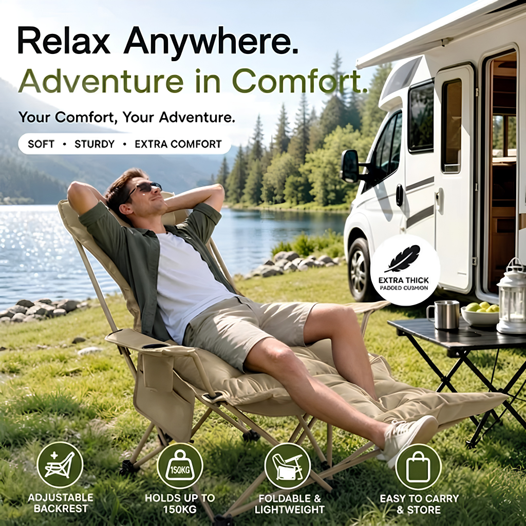 Portable Folding Camping Chair – Adjustable & Sturdy ⛺